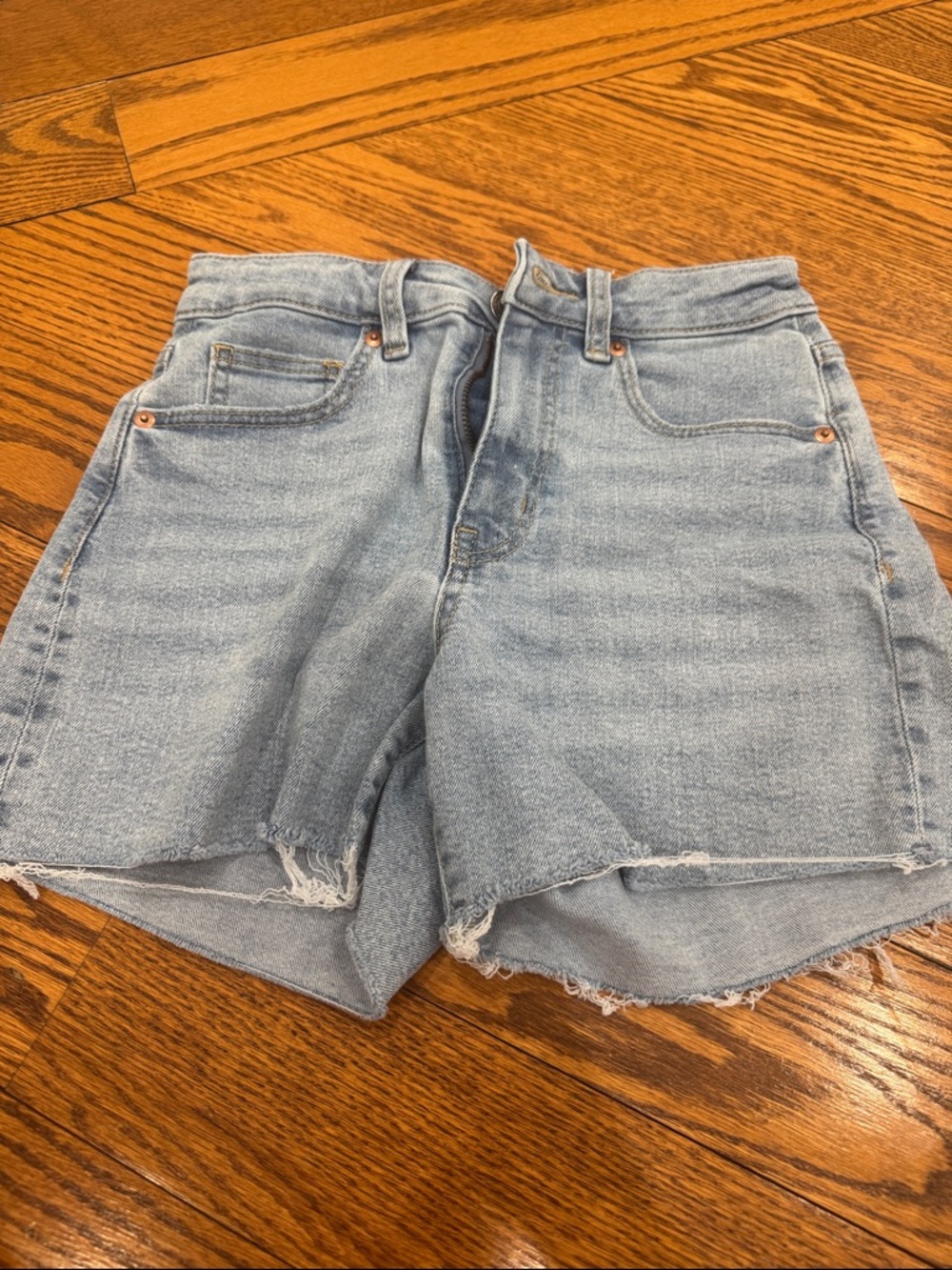 H&M Light Blue High-Rise Denim Cutoff Shorts